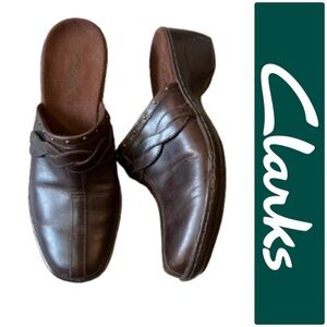 Clarks Brown Genuine Leather Slip-On Loafers Shoes